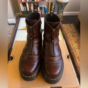 Dr Martens Jetta Zipped Sendal Leather Platform Boots - Brown - Size W 6 - UK 4